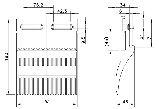 2000 Series Dynamic Comb Plate dimension drawing