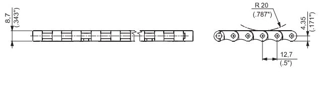 610 Series Straight Run Modular Belt dimension drawing