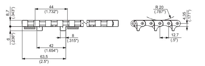610 Series Super Grip Straight Run Belt dimension drawing